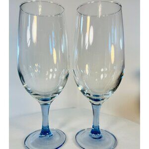 Vintage  Stemware Glass Goblets stemware Blue 14oz wine Water Ice Tea Gift